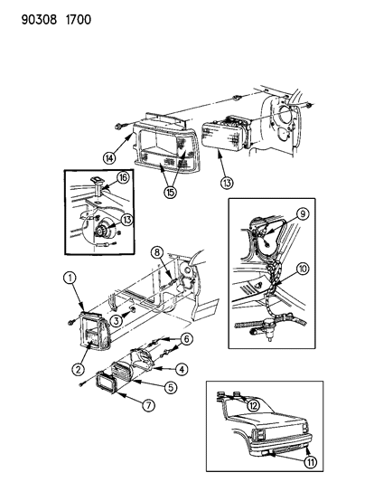 Headlamp Assembly , (Aero) 1991, Right Diagram for V7104715AA