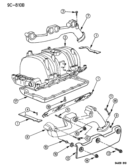 2014 Jeep Grand Cherokee Gasket Package, Intake Manifold Diagram for 4638114