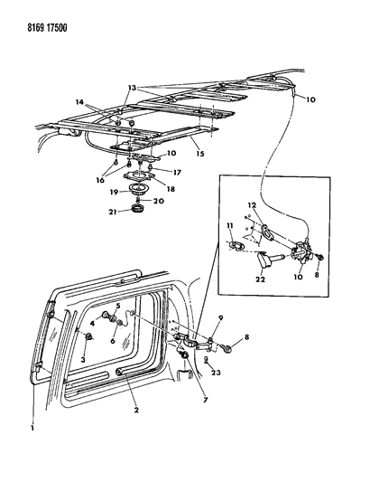 2018 Dodge Challenger Glass, Frame And Hinge, Bodyside Rear Tinted, Right Diagram for 4512821