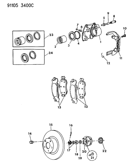 Shoe And Lining Package, Front Wheel Disc Brake Diagram for V1012725AB