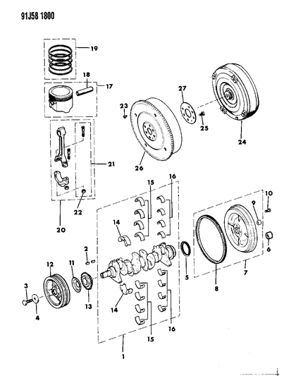 1993 Jeep Grand Cherokee Crankshaft Package Diagram for 53020329