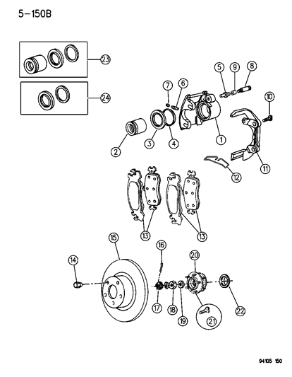 1984 Dodge Charger Shoe And Lining Package, Front Wheel Disc Brake Diagram for V1013575AB