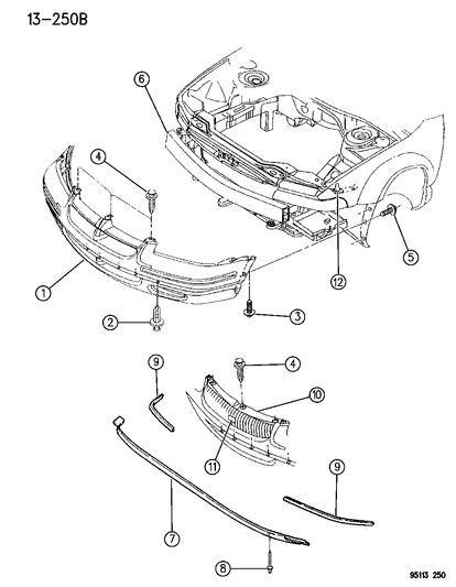 2018 Chrysler Pacifica Fascia Assembly, Front, W/Foam Absorber Diagram for 4778377