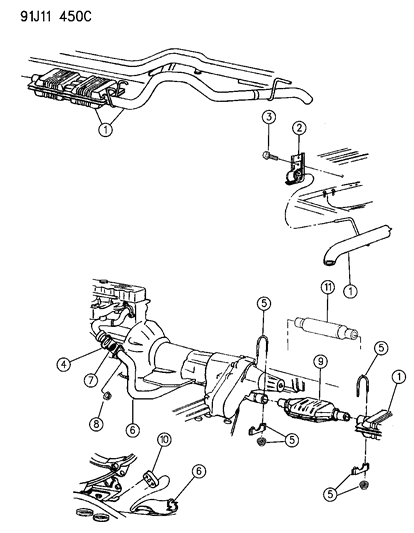 2013 Jeep Grand Cherokee Muffler And Tailpipe Assembly, W/Hanger Diagram for E0045379