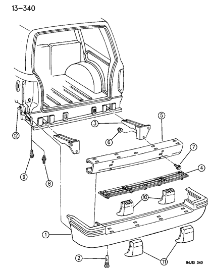 2014 Jeep Grand Cherokee Fascia, Rear, Front Diagram for 55234880