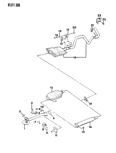 1993 Jeep Grand Cherokee Gasket, Catalytic Converter Diagram for E0031519