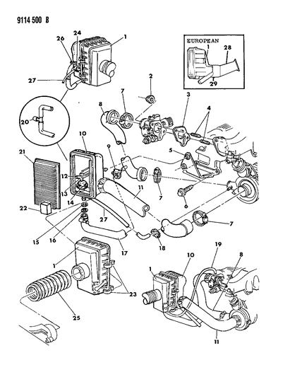1989 Dodge Shadow Gasket, Throttle Body To Intake Manifold Diagram for 4324426