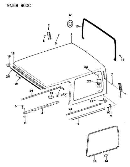 1987 Dodge D100 Striker, Lift Door, 1991 Diagram for 55027006