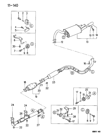 1989 Dodge D150 Muffler, Exhaust Main Diagram for E0054169