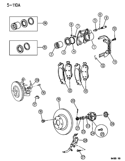 2015 Ram ProMaster 2500 Shoe, Lining And Clip Package, Front Wheel Disc Brakes Diagram for V1012715AB