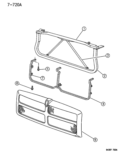 2004 Chrysler Concorde Grille, Radiator Diagram for 55055252