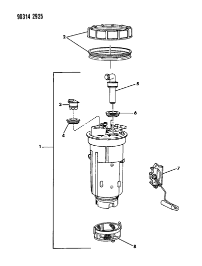 1991 Dodge Ramcharger Module, Fuel Pump/Reservoir And Level Unit Diagram for 52127763