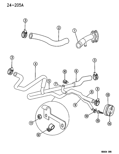1999 Chrysler Cirrus Hose, Water Pump Return Diagram for 4592105