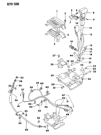 Pin, Gearshift Control Link Split, W/5-Speed Transmission Diagram for MB844379