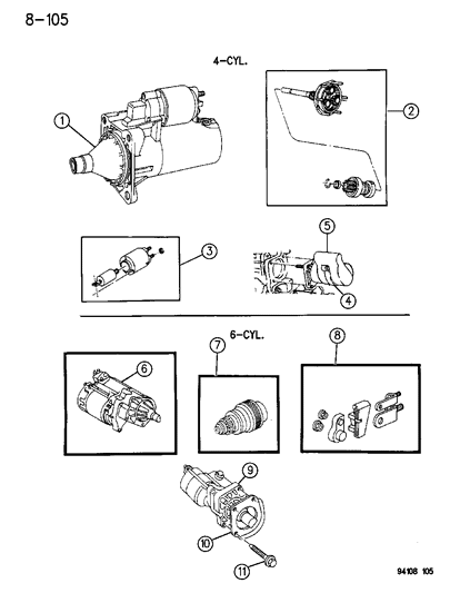 Starter, 3.3, 3.5, 3.8 Engine Diagram for 4686045