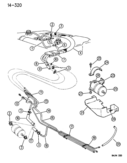 1984 Dodge D150 Hose, Rear Supply Tube To Filter Diagram for 53004014