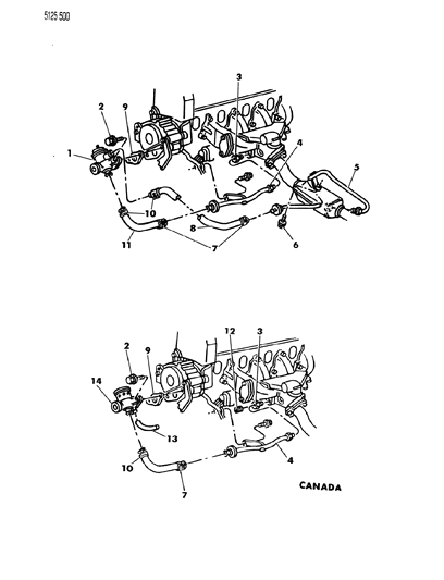 1990 Dodge D350 Tube, Combination Valve To Exhaust Manifold Diagram for 4307802