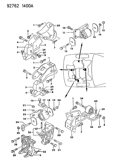 2017 Ram ProMaster City Bolt, Engine Mounting, W/Washer (10X25) Diagram for MF301343