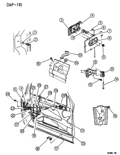 1997 Chrysler Concorde Knob And Rod, Locking Diagram for D634JV4