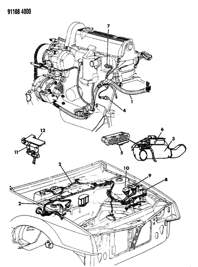 1994 Chrysler Concorde Single Board Engine Control Diagram for 4672449