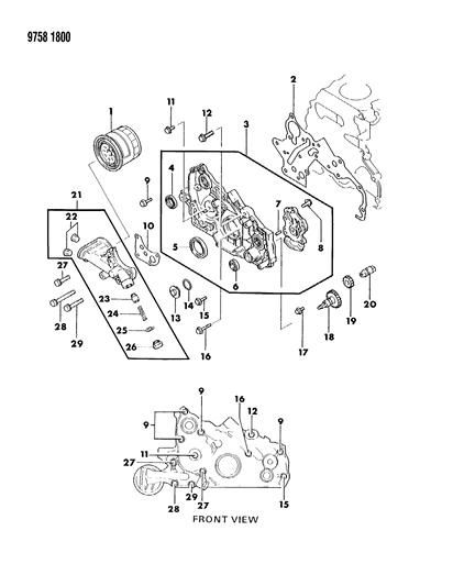 1989 Dodge Colt Bolt, Engine Hanger (8X16) Single Cam Diagram for MF140223