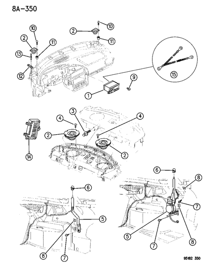 Mast, Power Antenna Replacement, W/Contact - Spring - Nut Diagram for 4740369