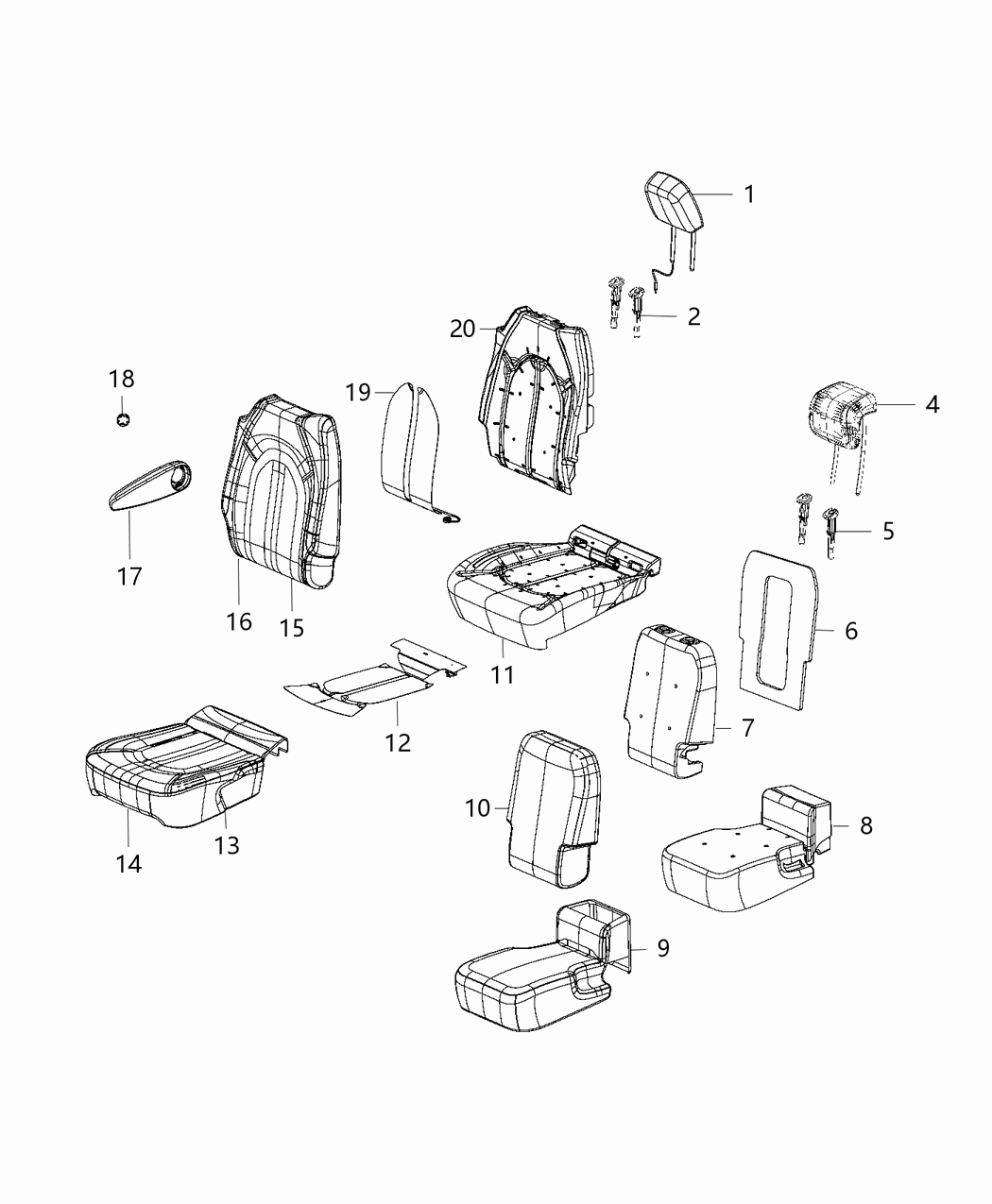 Mopar 5SK781EVAB Headrest Second Row Outboard 5SK781EVAB Mopar Headrest Second Row Outboard