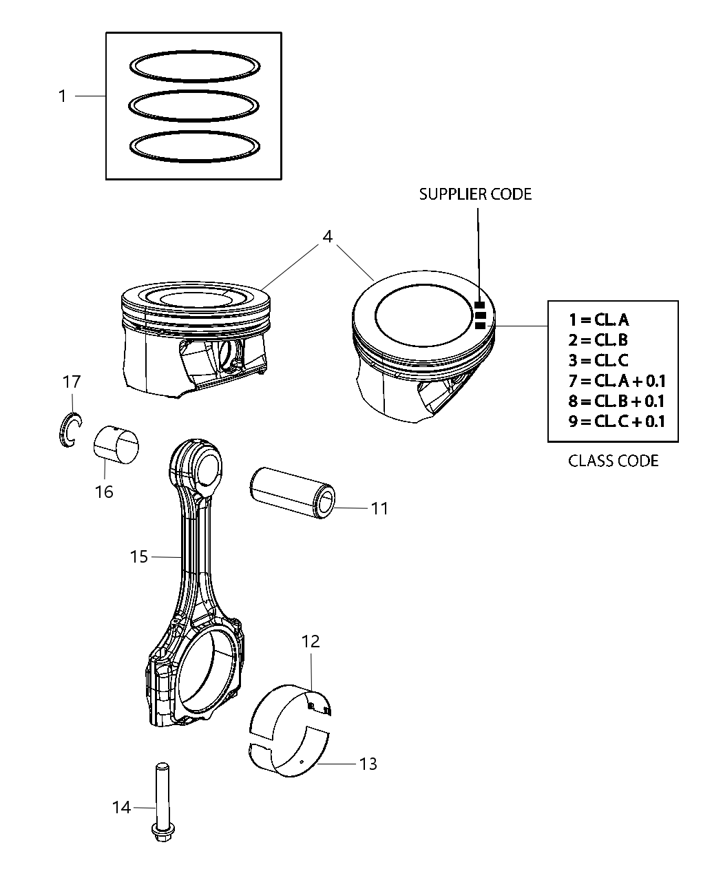Mopar 68273221AA Piston And Rings Diesel Engine B Grade .1Mm Over Size Mopar 68273221AA Piston And Rings Diesel Engine B Grade .1Mm Over Size