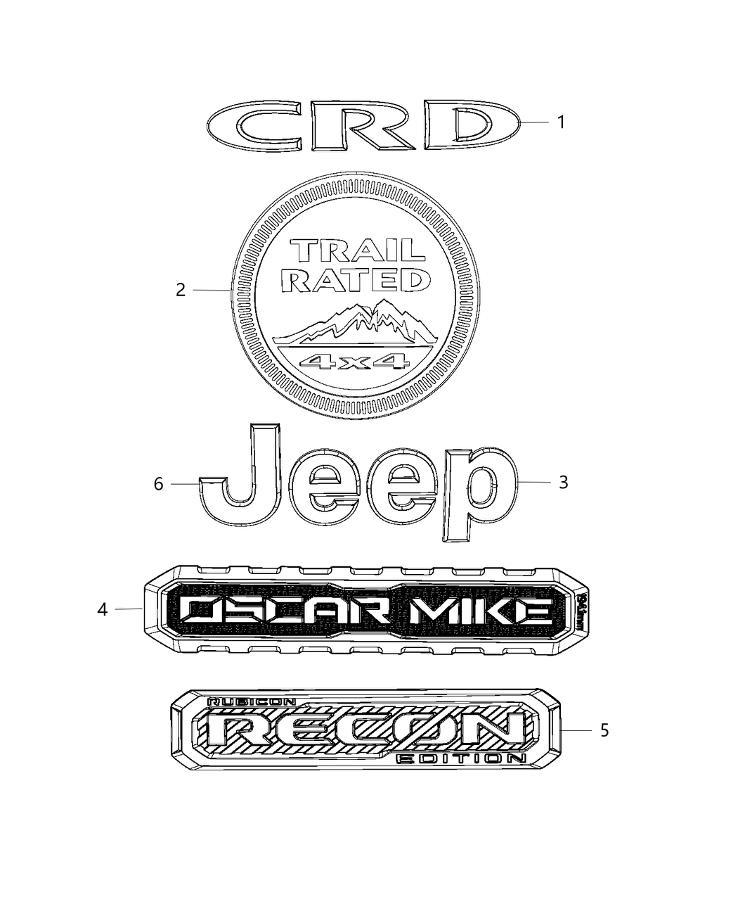 68366555AA Mopar Nameplate Jeep Front Grille