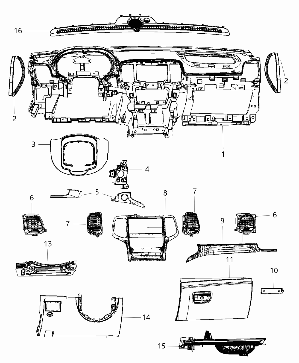 Mopar 5165724AA Dampener Glove Box Door