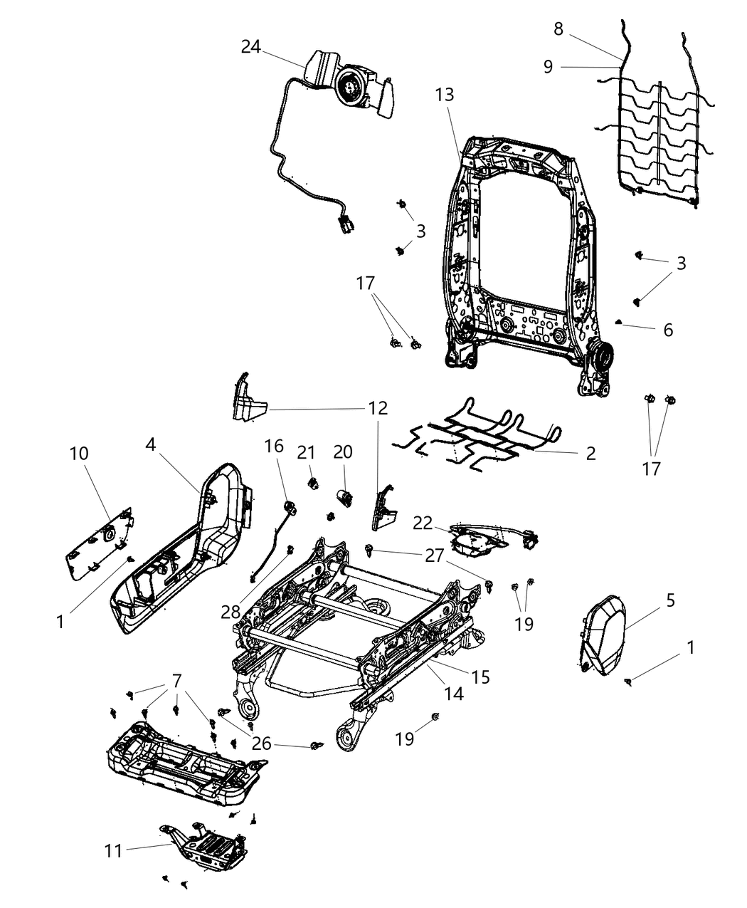 Mopar 1NL72JRRAB Bezel Seat Switch 1NL72JRRAB Mopar Bezel Seat Switch