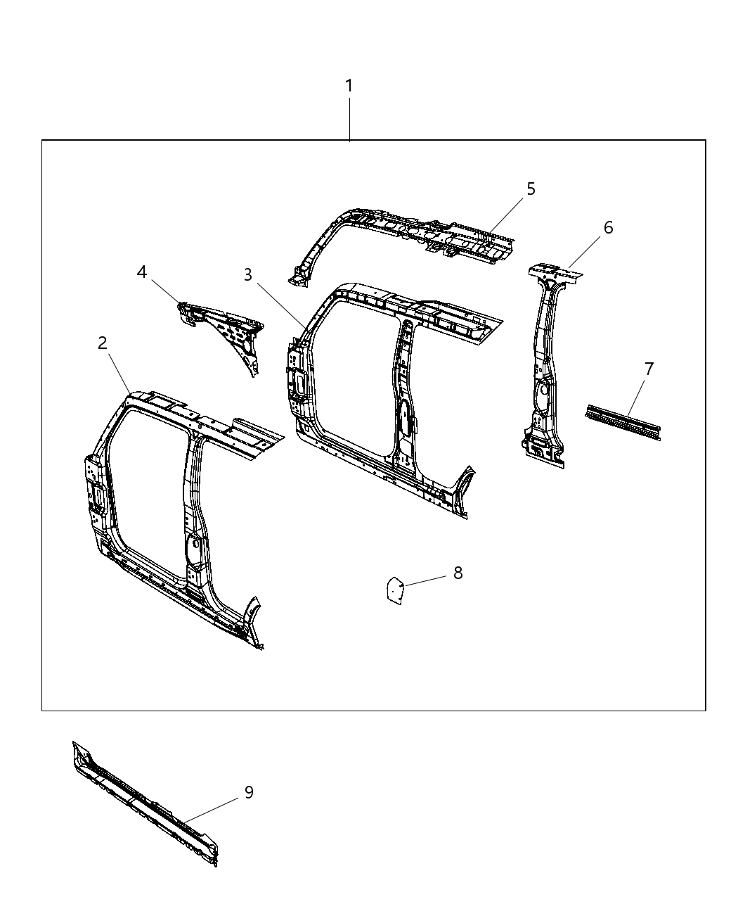 Mopar 55396663AB Reinforcement Bodyside Aperture