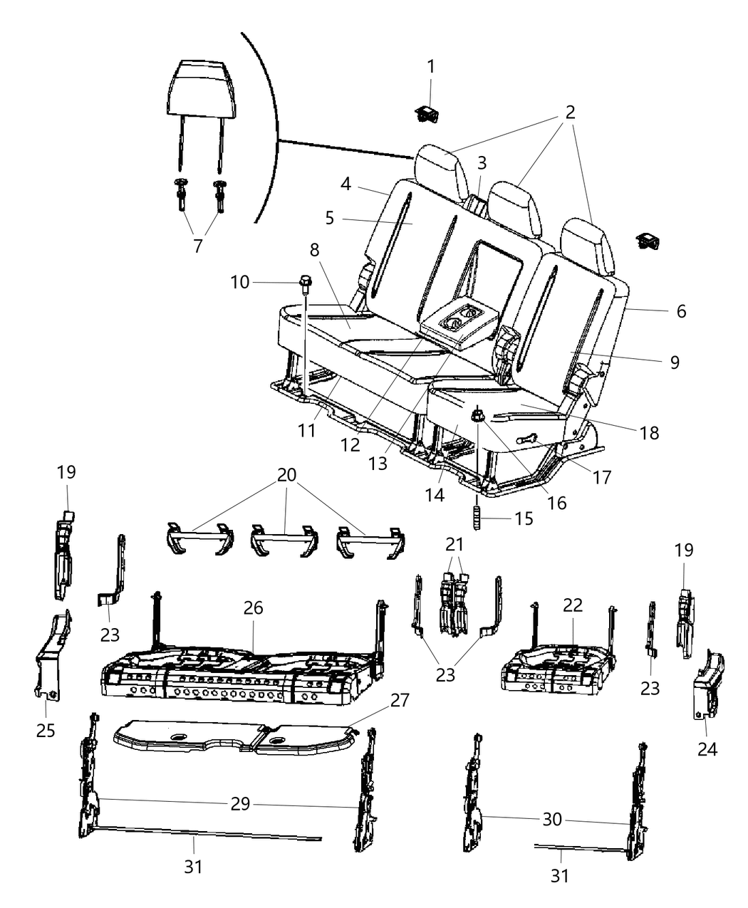 Mopar 6XL35TU6AA Cover Rear Seat Back Left 6XL35TU6AA Mopar Cover Rear Seat Back Left