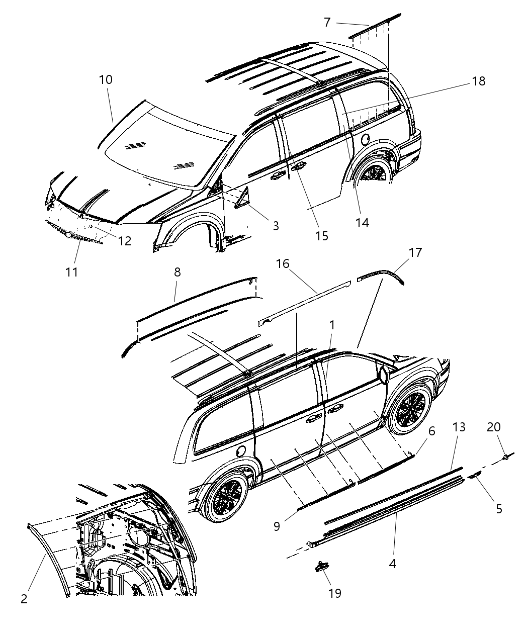 ZW45RXFAB Mopar Molding Roof