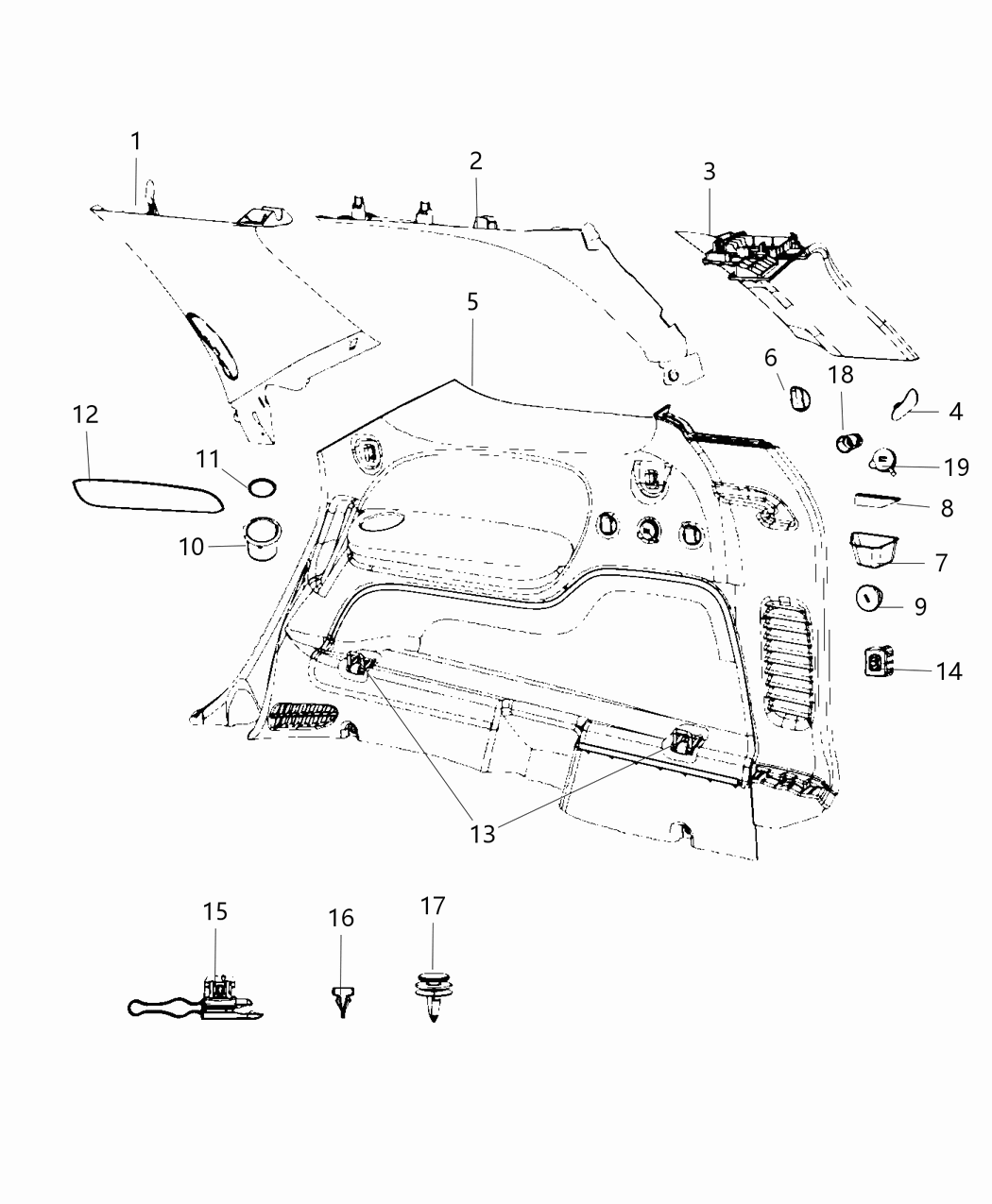 Mopar 7CC63DX9AA Panel Quarter Trim 7CC63DX9AA Mopar Panel Quarter Trim