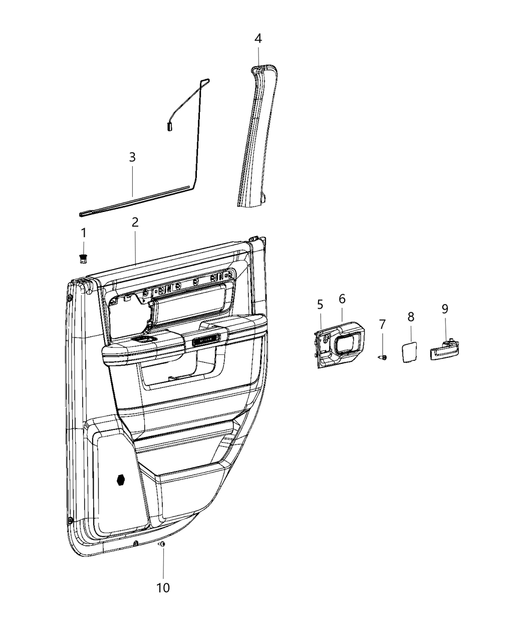 7AY061X7AA Mopar Panel Rear Door Trim