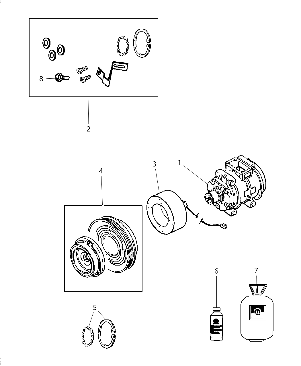 Mopar 5165735AA Pulley Hub Kit A/C Compressor 5165735AA Mopar Pulley Hub Kit A/C Compressor