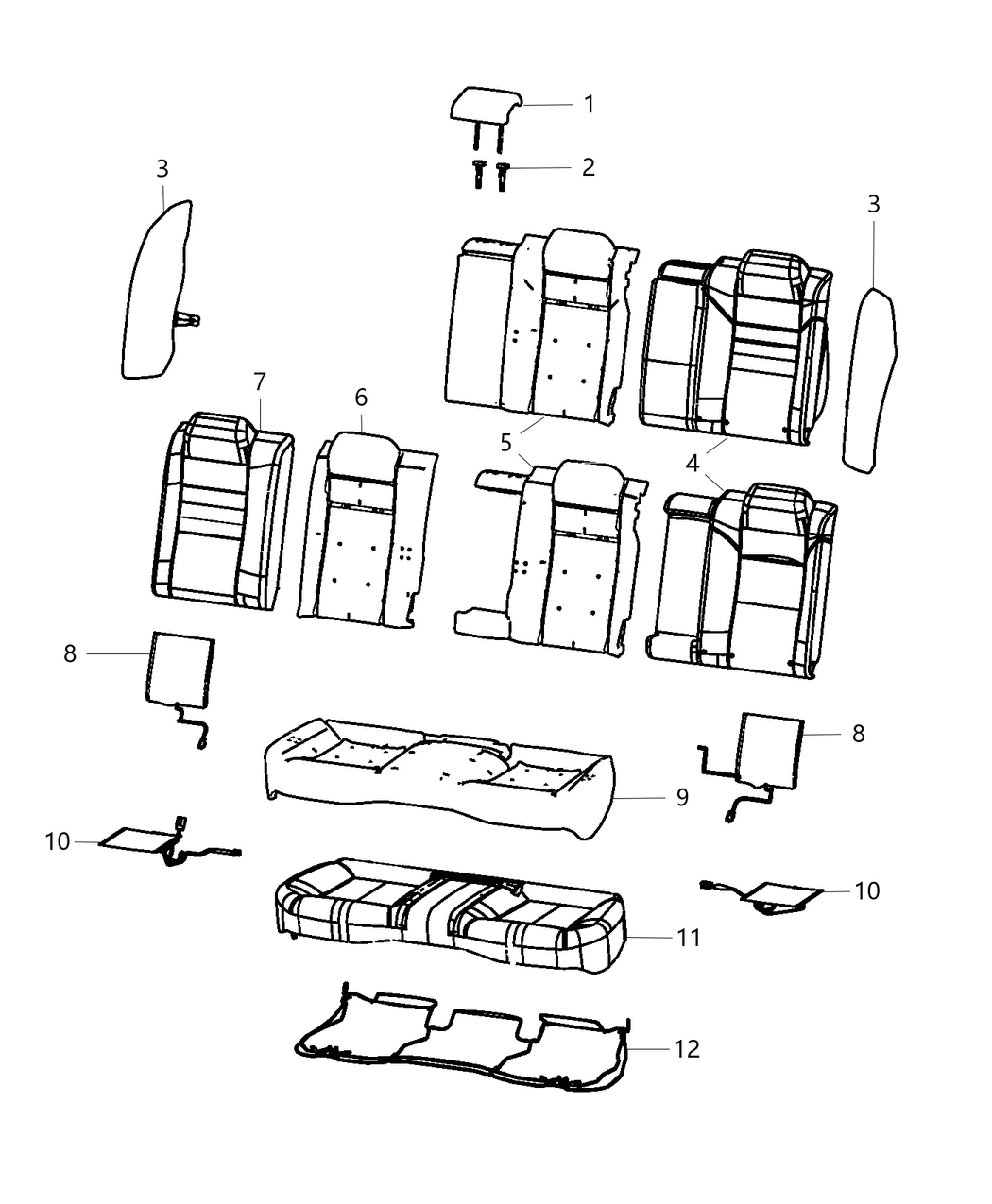 Mopar 5YA12LA8AA Headrest Rear 5YA12LA8AA Mopar Headrest Rear