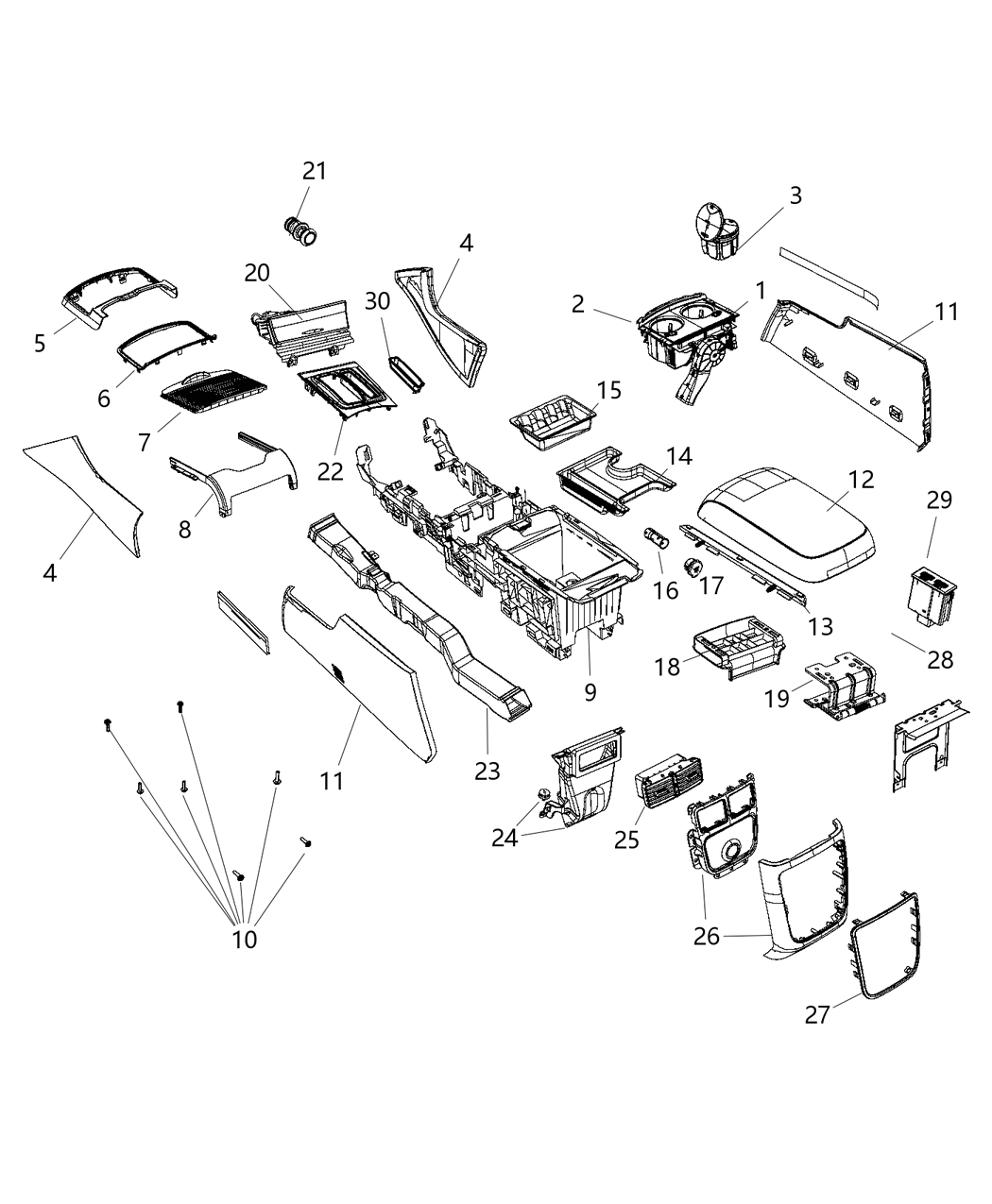 Mopar 5ZC64DX9AB Armrest Console 5ZC64DX9AB Mopar Armrest Console