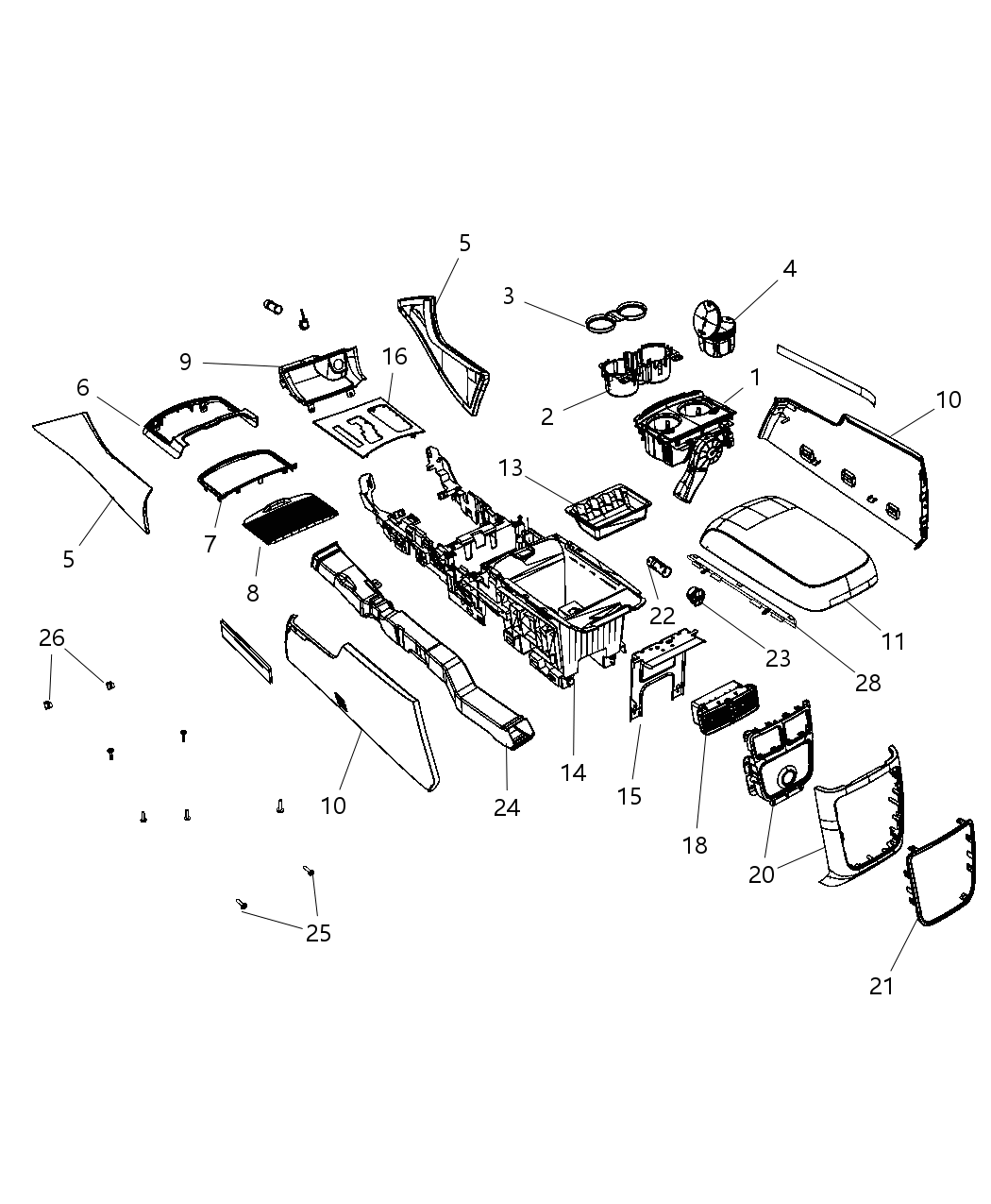 Mopar 1VT05HL1AB End Cap Console 1VT05HL1AB Mopar End Cap Console