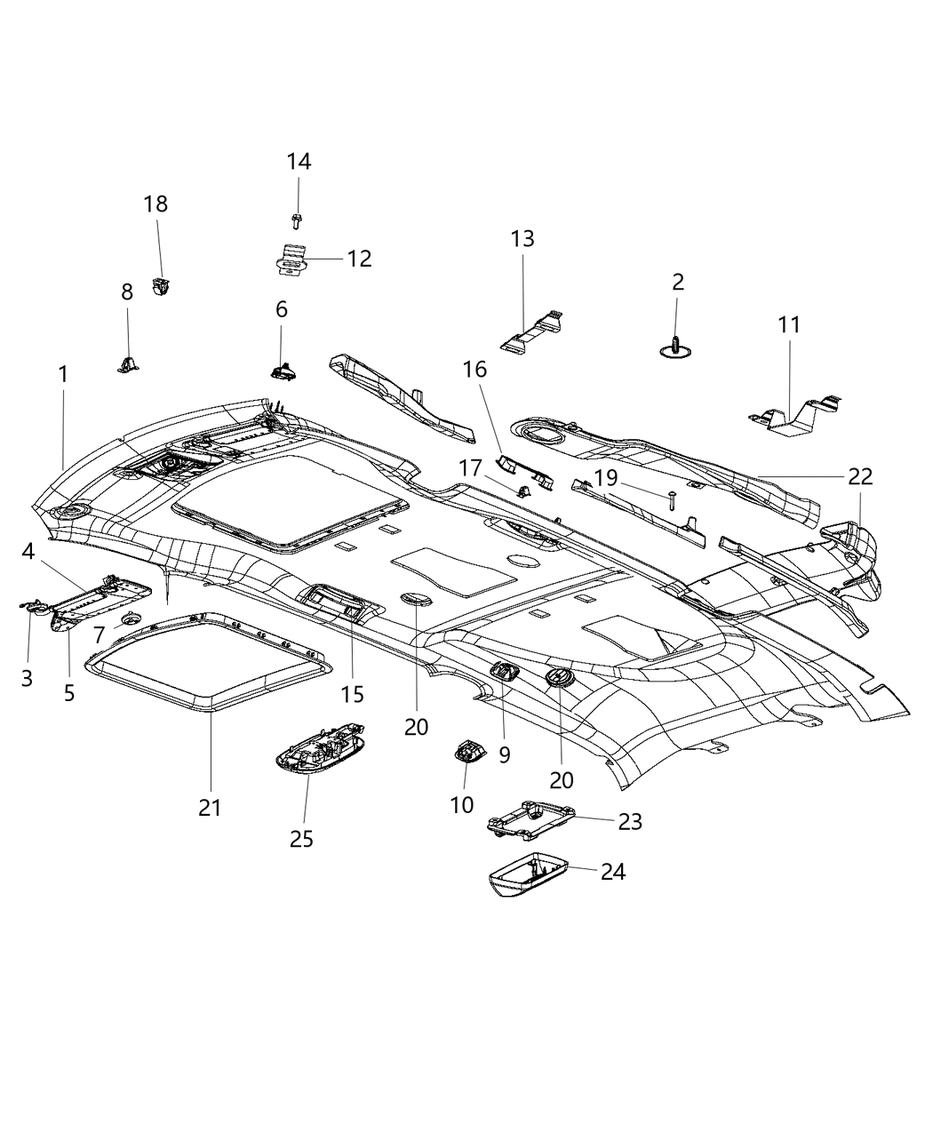 Mopar 1JE871DAAC Headliner Includes Rear Washer Hose, Wiring Harness