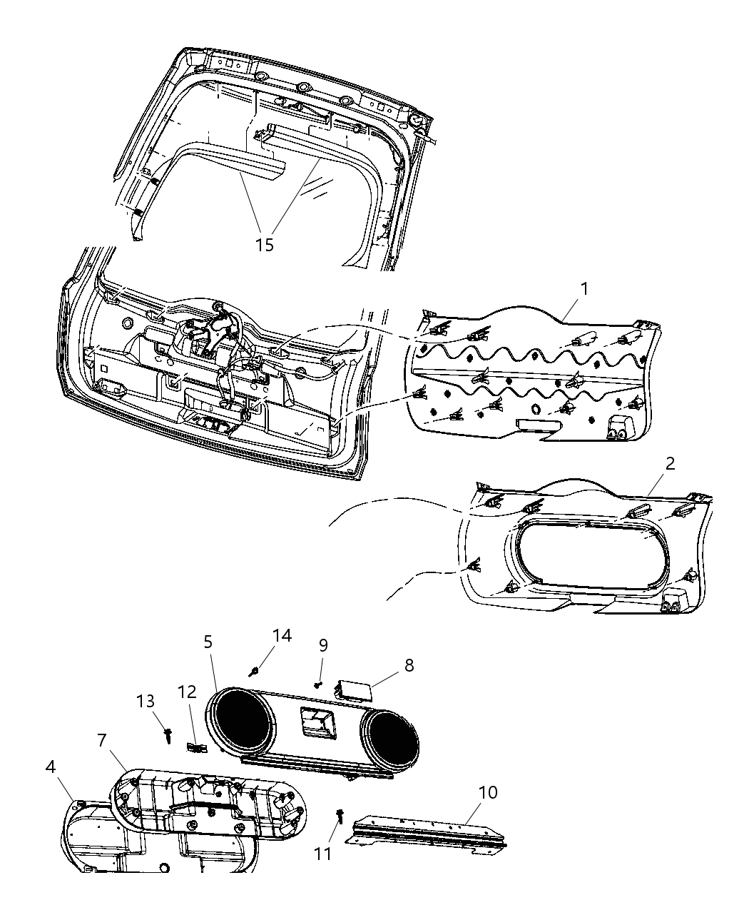 Mopar YG70XDVAB Panel Liftgate Trim Without Speakers
