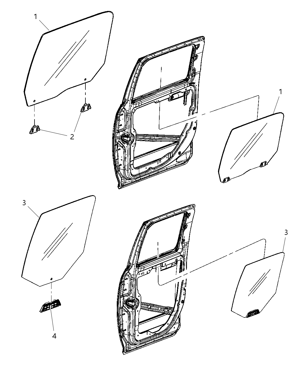 Mopar 68359182AA Glass Rear Door 68359182AA Mopar Glass Rear Door
