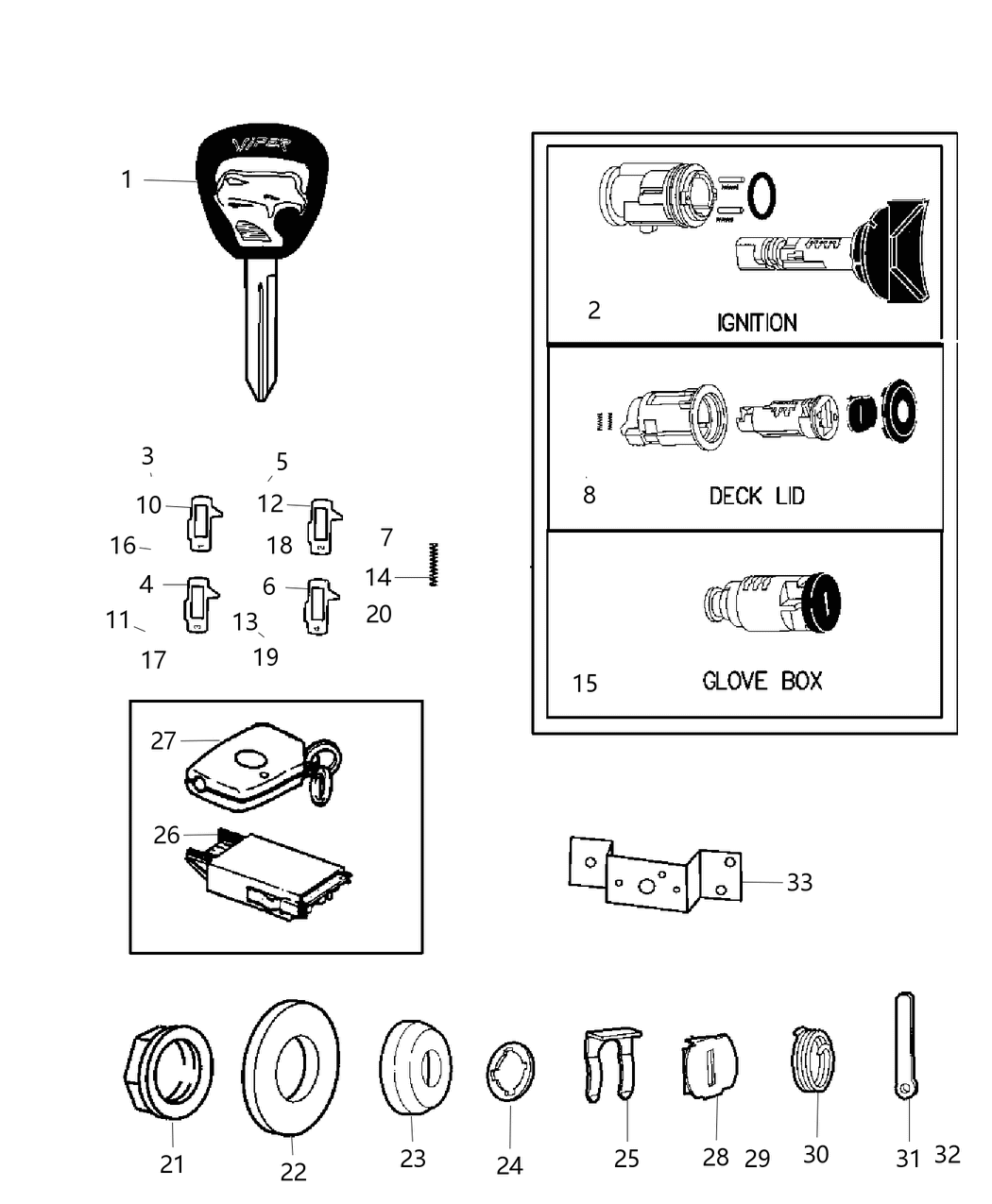 Mopar 5080900AA Shutter Lock Cylinder