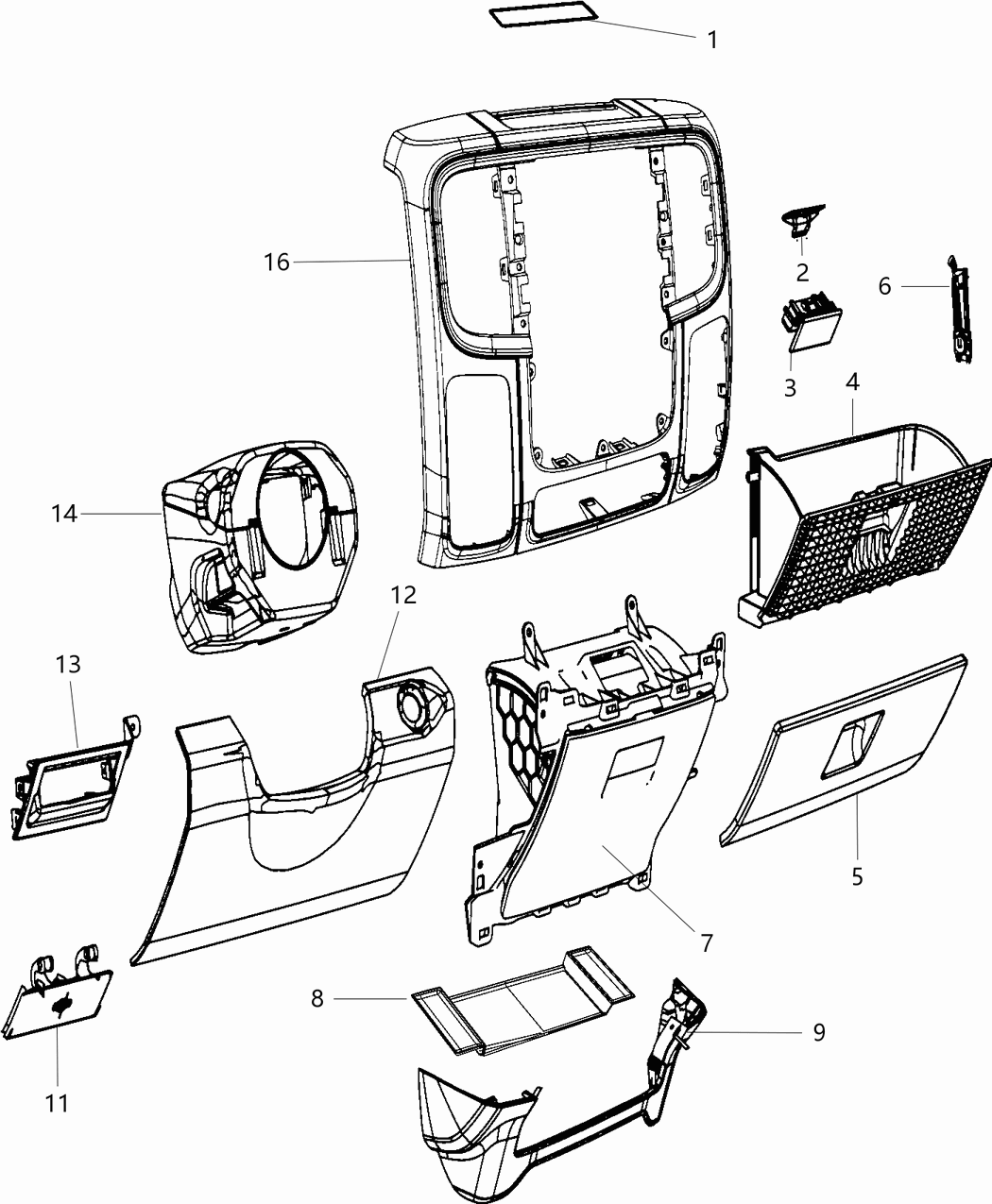 Mopar 5VE911X9AB Bezel Instrument Panel Center 5VE911X9AB Mopar Bezel Instrument Panel Center