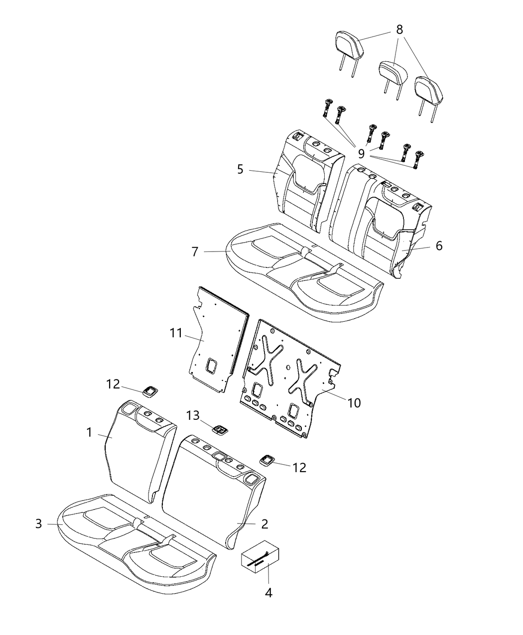 Mopar 7AD34U00AA Cover Rear Seat Back 7AD34U00AA Mopar Cover Rear Seat Back