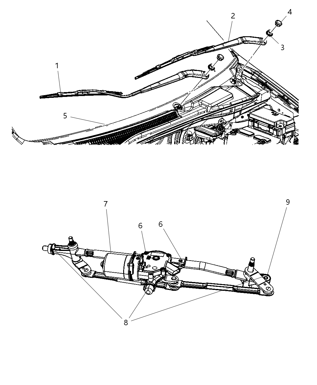 Mopar 5113043AA Motor And Linkage Windshield Wiper