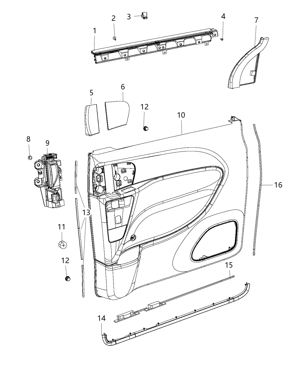 Mopar 5RP65DX9AG Panel Sliding Door Trim
