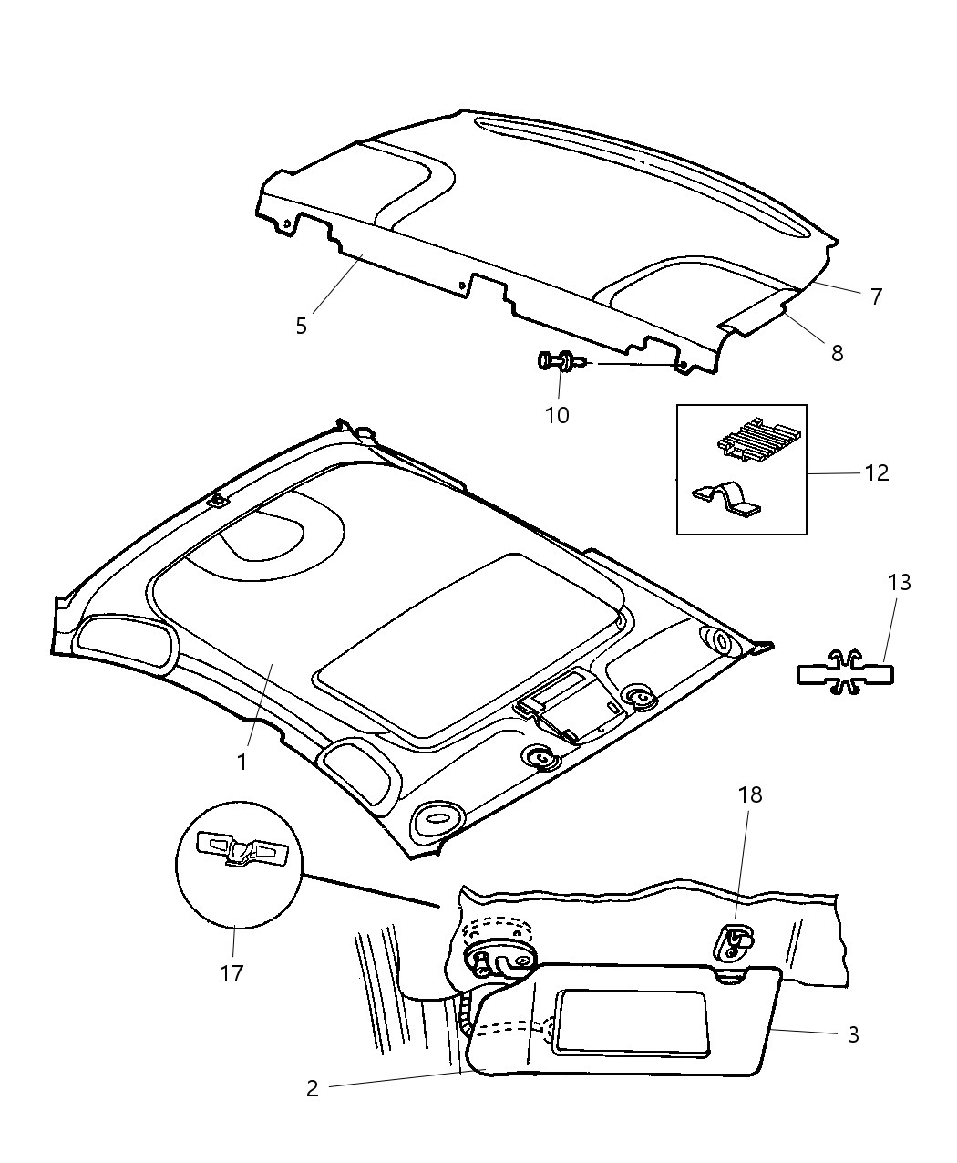 Mopar 5013812AA Retainer Visor