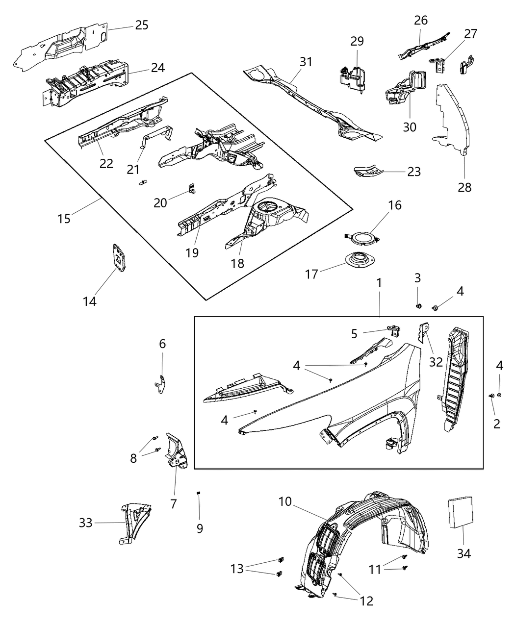 Mopar 68144436AA Bracket Fender